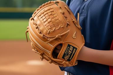 中学生選手がグラウンドで使う軟式用の軽量グローブ